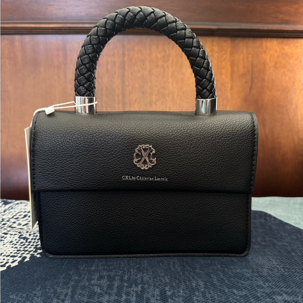 CXL by Christian Lacroix Jardin Braided Handle Crossbody Bag Black NWT